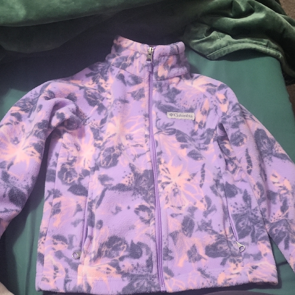 Columbia Lavender and Gray Floral Fleece Jacket
